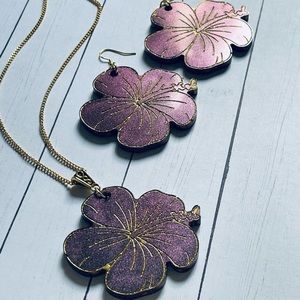 Handmade Poppy flower fashion jewelry set